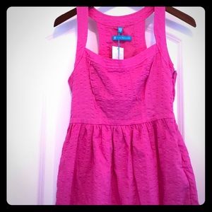 Tori Richard Seersucker Candy Pink racerback dress